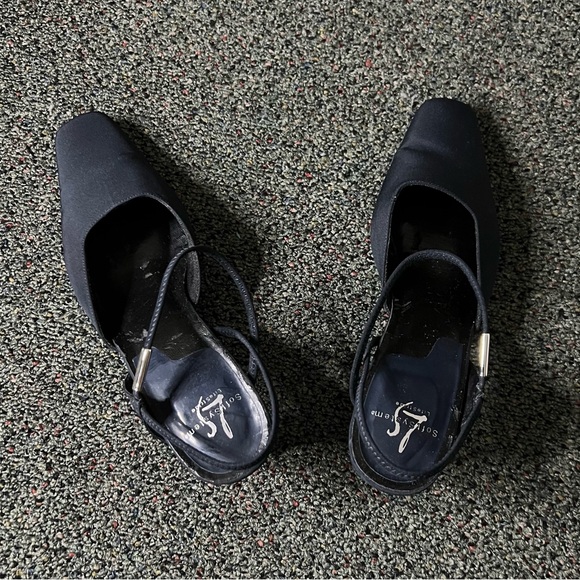 Black Vintage Y2K 90s Strappy Low Block Kitten Square-Toe Heels Comfortable Sz 8 - Picture 10 of 16